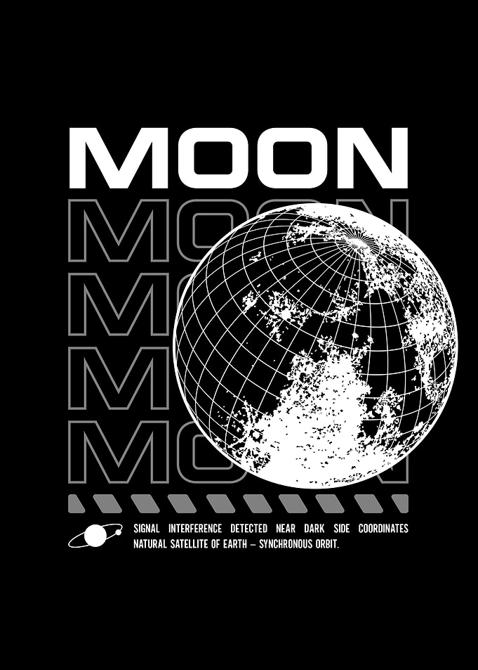 Moon Graphic Design Black and White