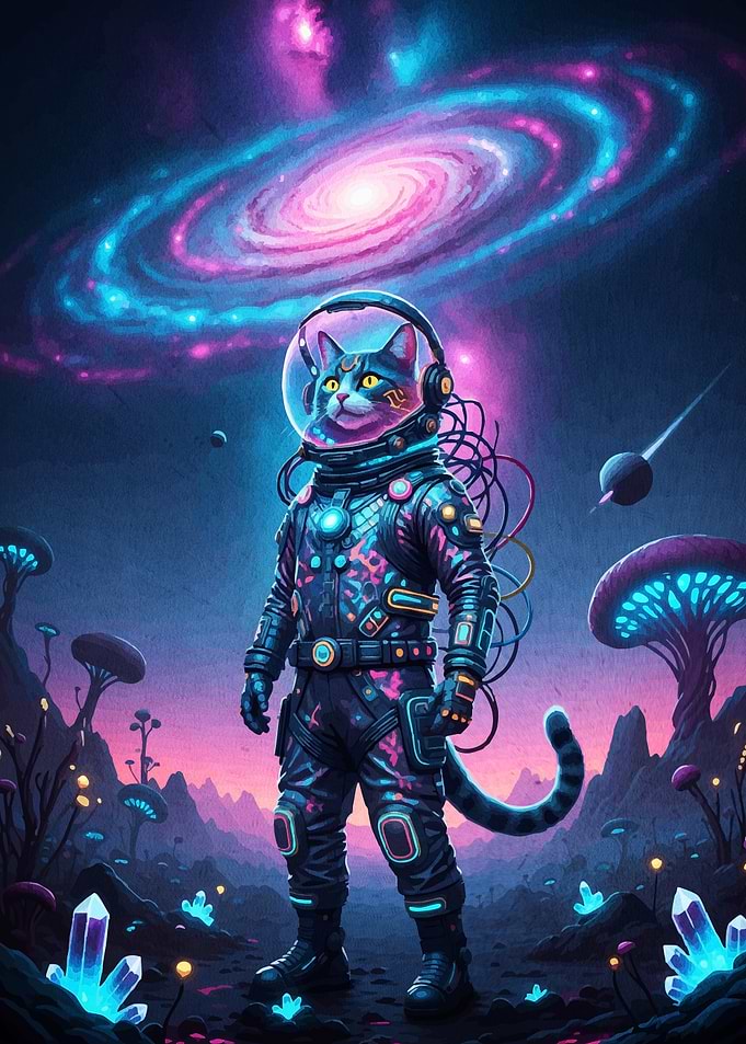 Astronaut Cat Space