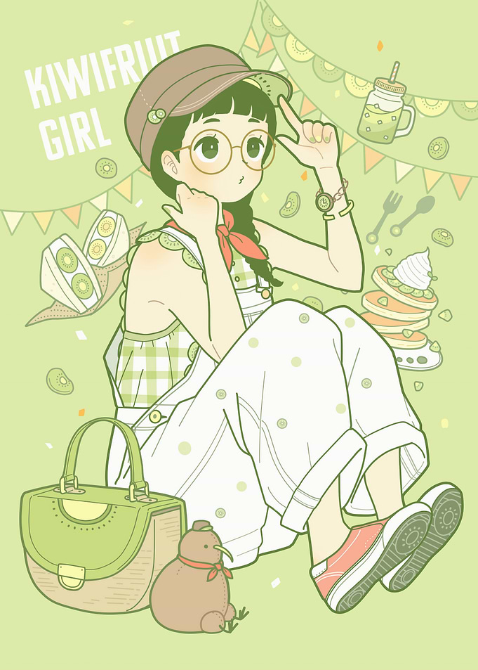 Kiwifruit Girl Illustration