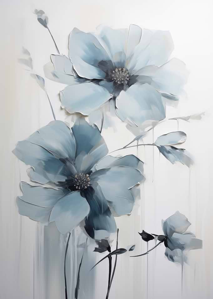 Abstract Floral Blue Tones