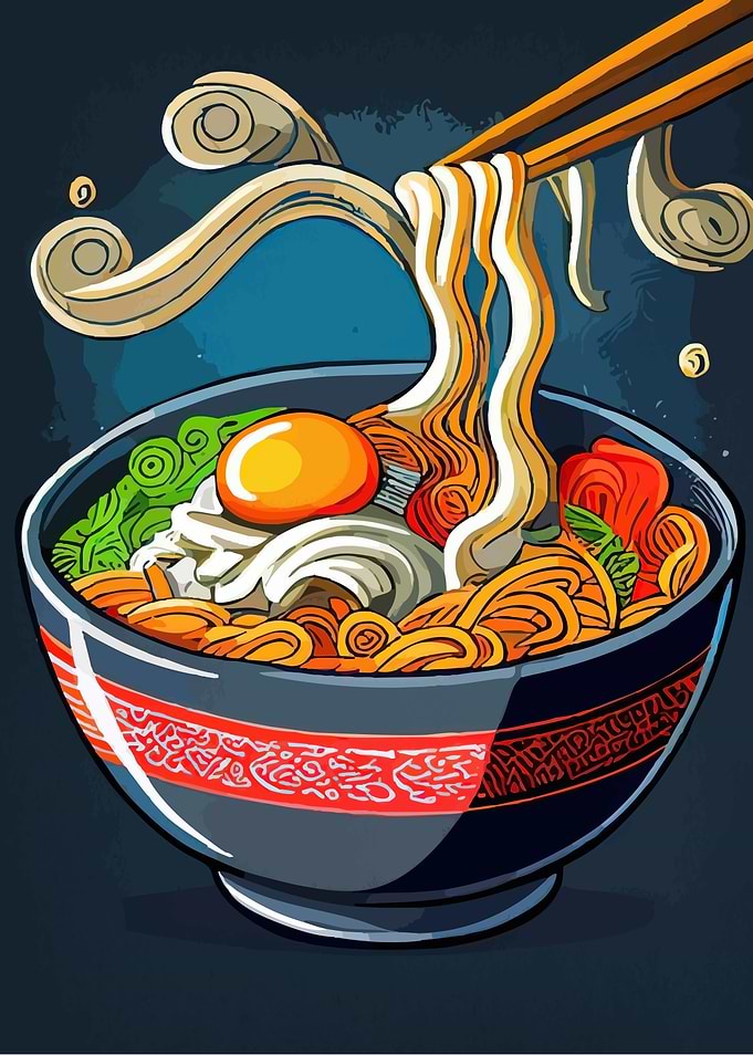 Stylized Ramen Bowl Chopsticks
