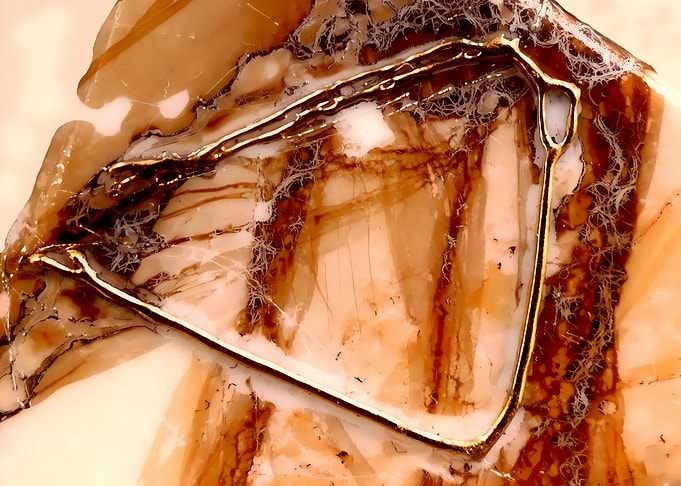 Abstract Porcelain #3 - Abstract Marble with Golden Inlay
