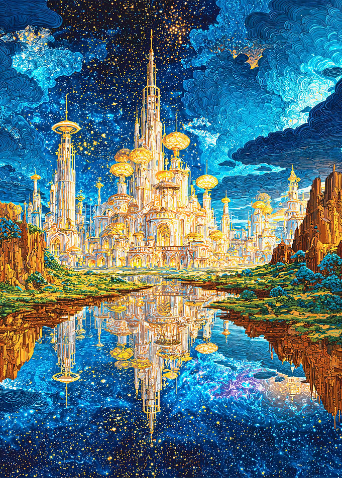 Fantasy Cityscape Reflection