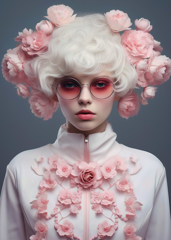 Floral Fashion Portrait with Pink Accents