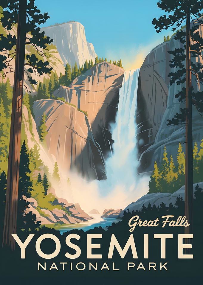 Yosemite National Park Great Falls Poster