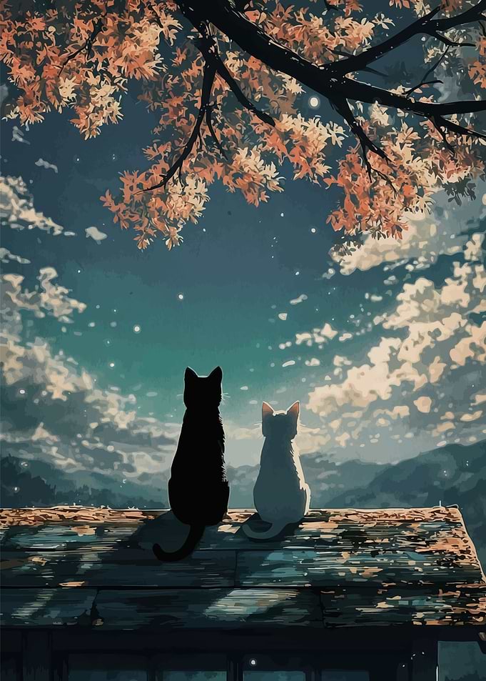 Two Cats on a Rooftop