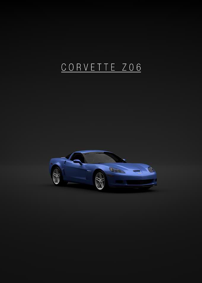 Blue Corvette Z06 on Black Background