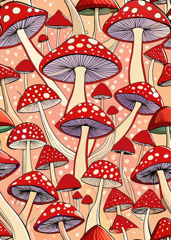 Red and White Mushroom Pattern