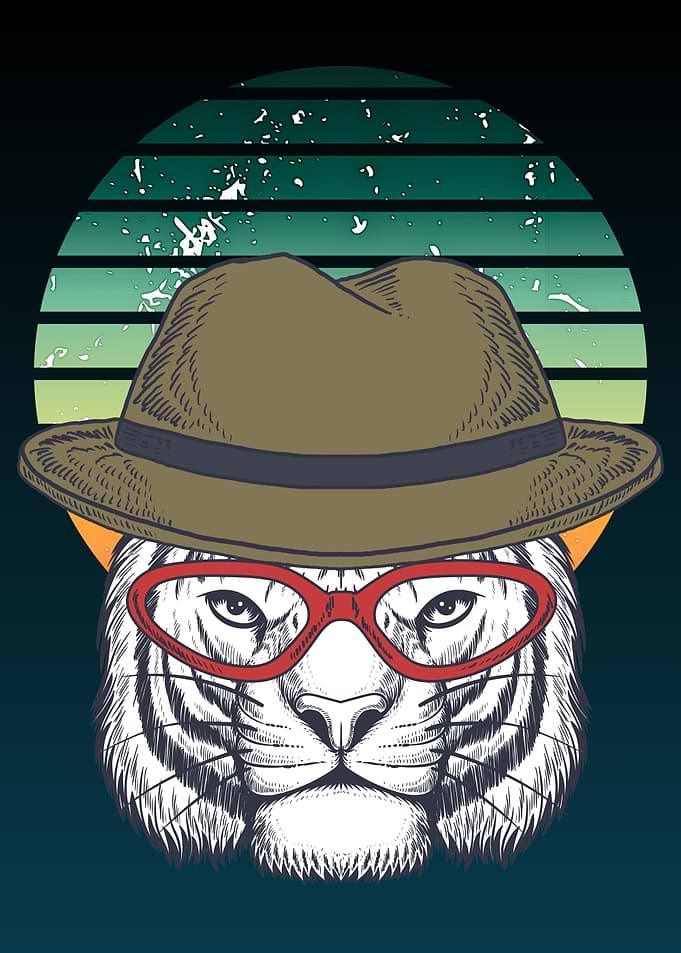 Cool Tiger with Hat and Glasses