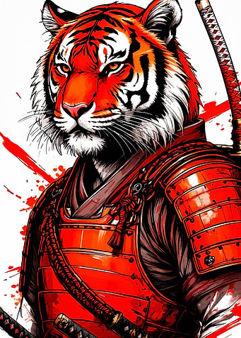 Tiger Samurai Warrior Illustration