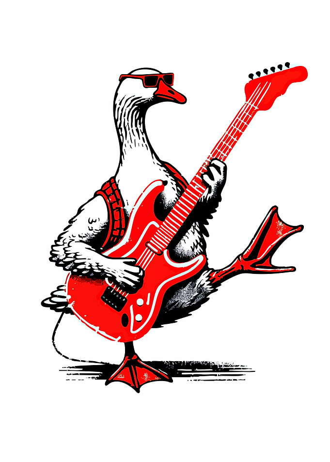 Duck Rock Star with Red Guitar