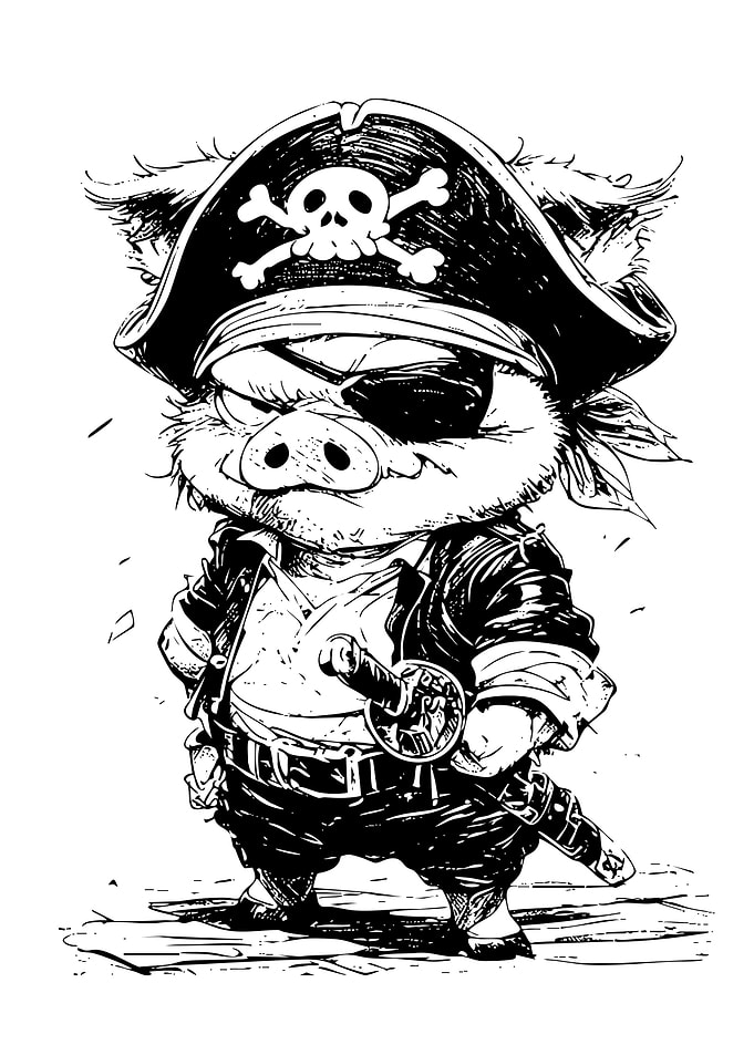 Pirate Pig Cartoon Illustration