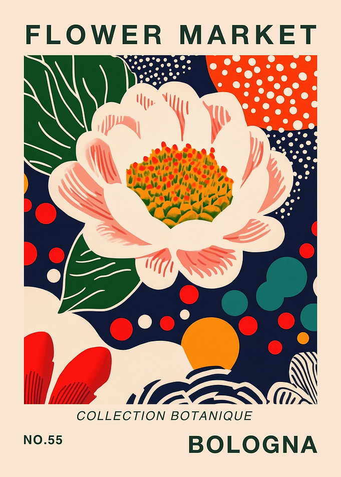 Flower Market Bologna Botanical Travel Art Print
