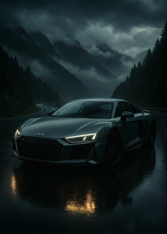 Audi R8 on a Rainy Road