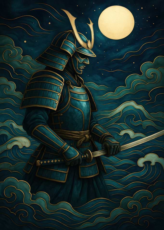 Samurai Warrior Under Moonlight
