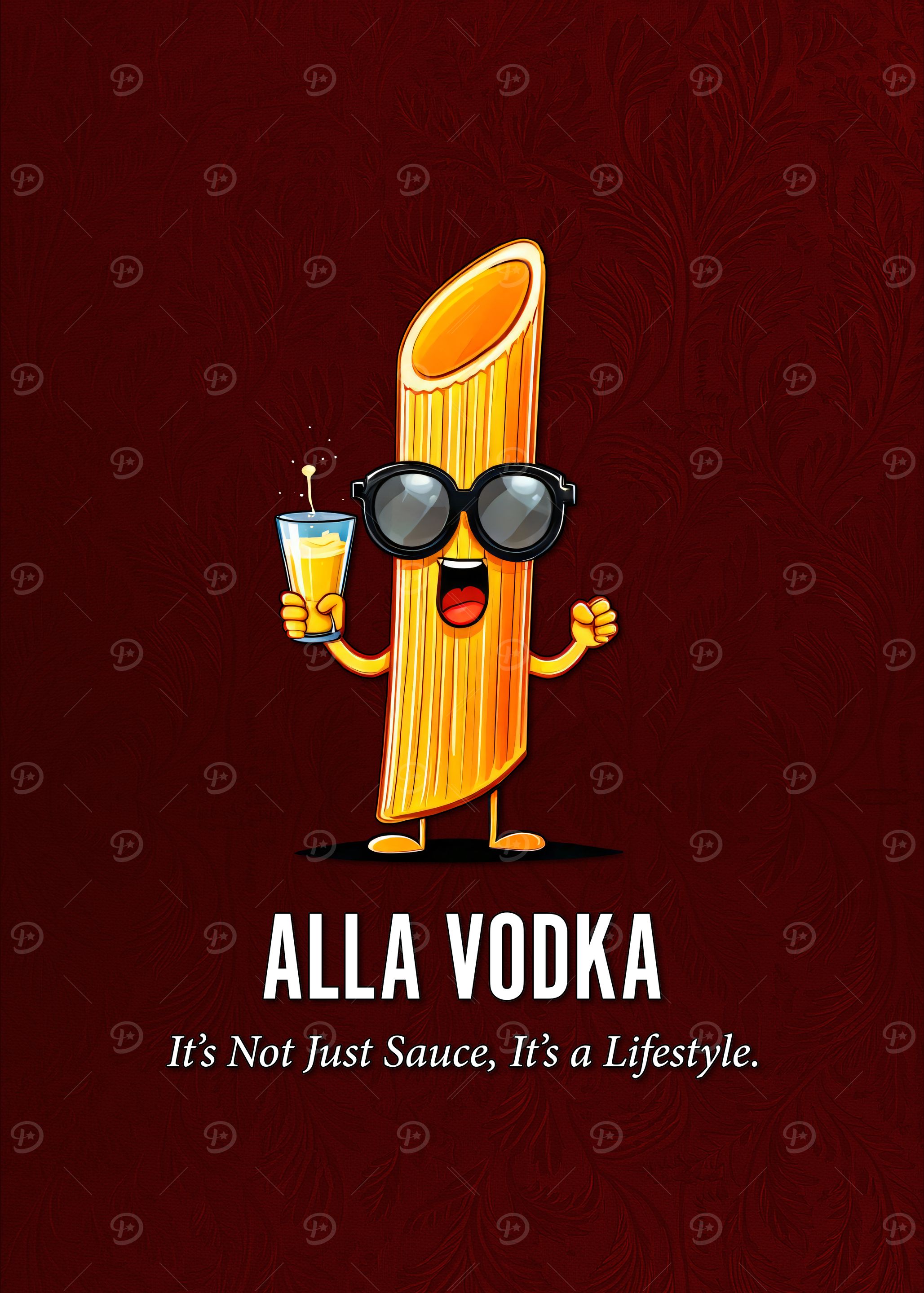 Penne Alla Vodka: Pasta Lifestyle Cartoon
