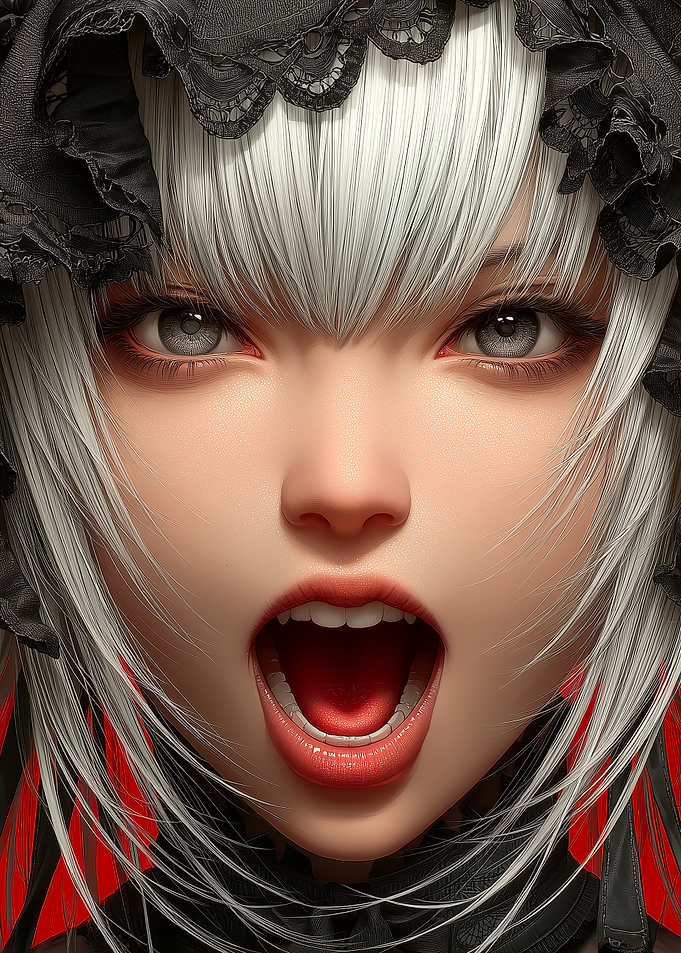 Anime Girl with Open Mouth Portrait