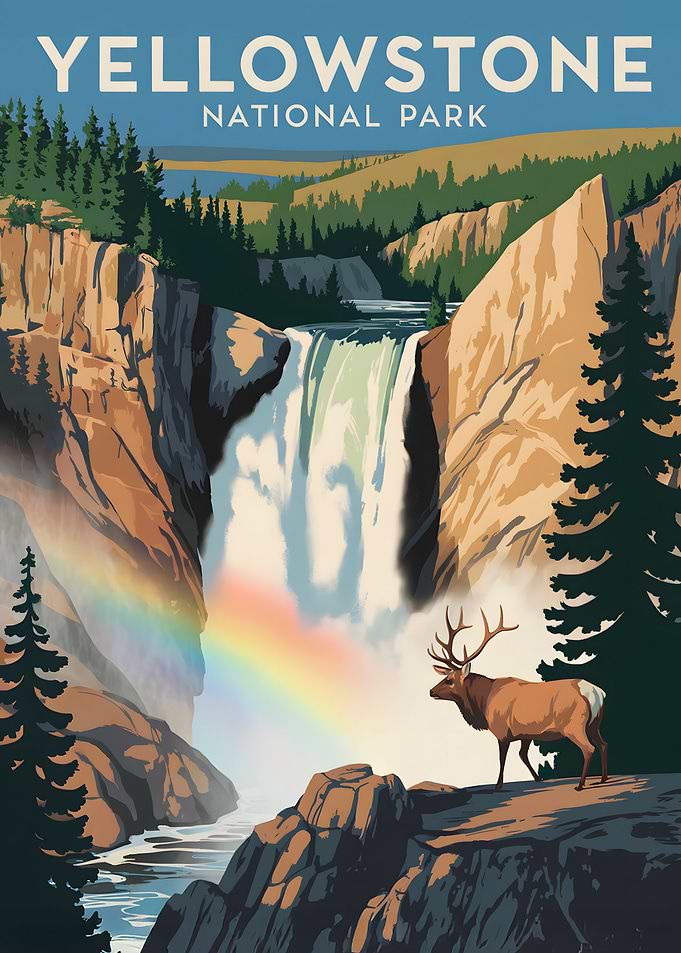 Yellowstone National Park Travel Poster