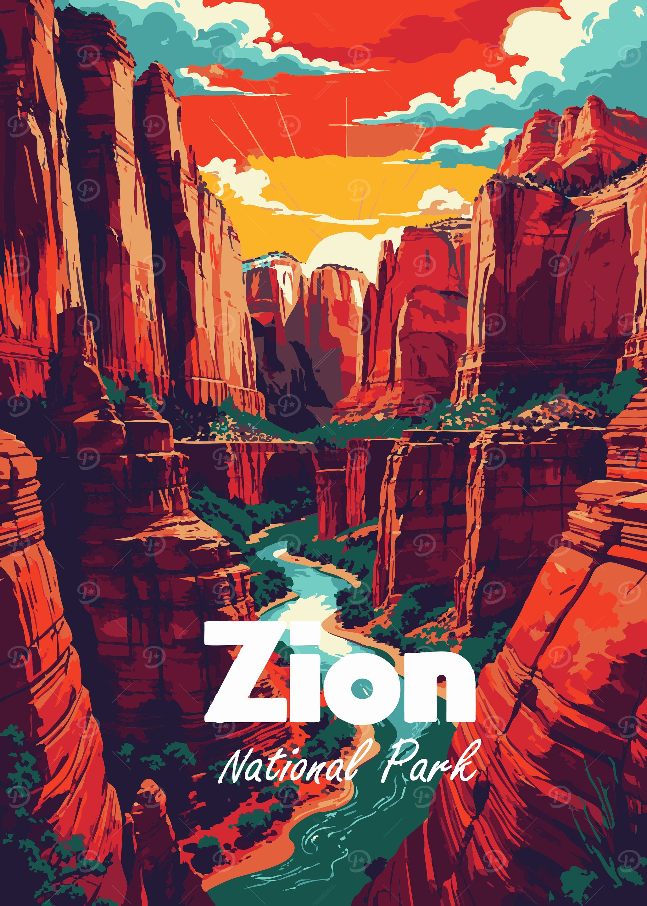 Zion National Park Illustration