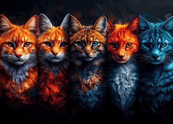 Colorful Abstract Cats