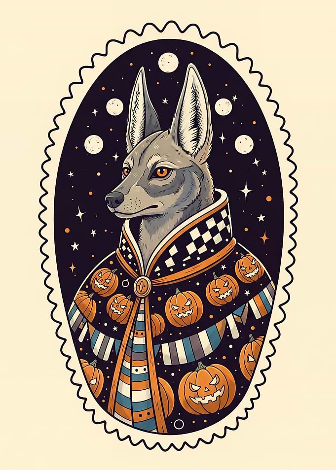 Halloween Jackal in Starry Parade Cloak