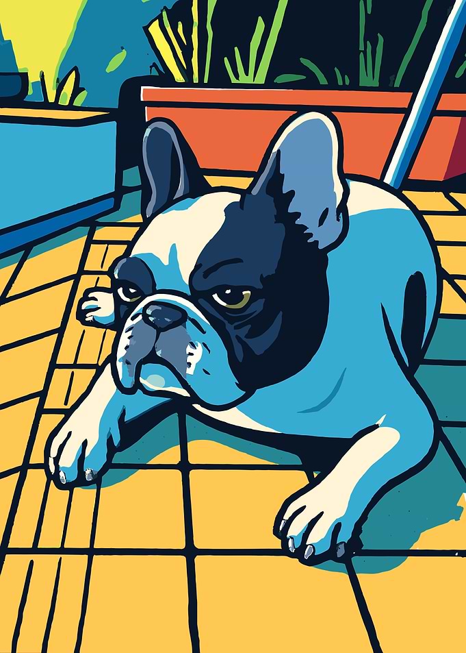 Stylized French Bulldog Illustration
