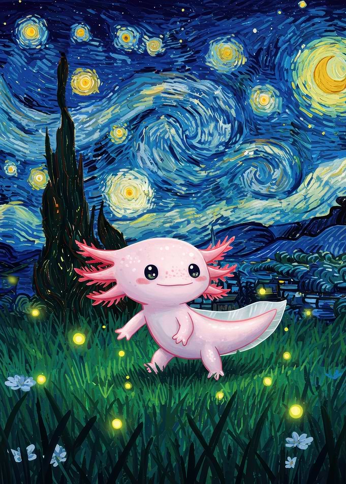 Axolotl in Starry Night