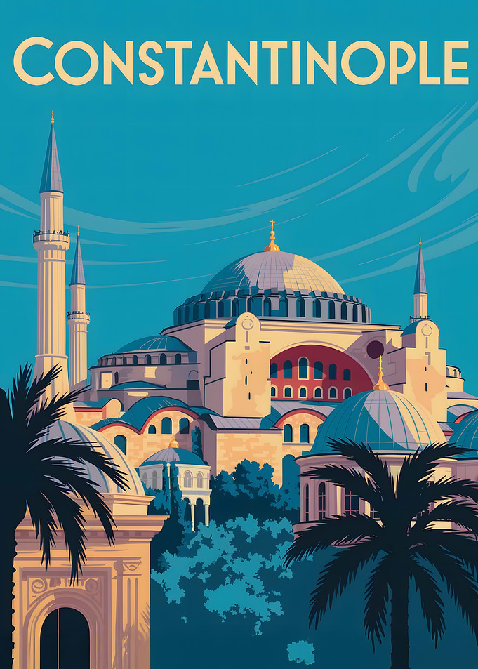 Constantinople Travel Poster Illustration