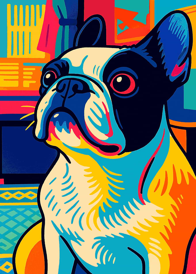 Colorful Boston Terrier Pop Art Portrait