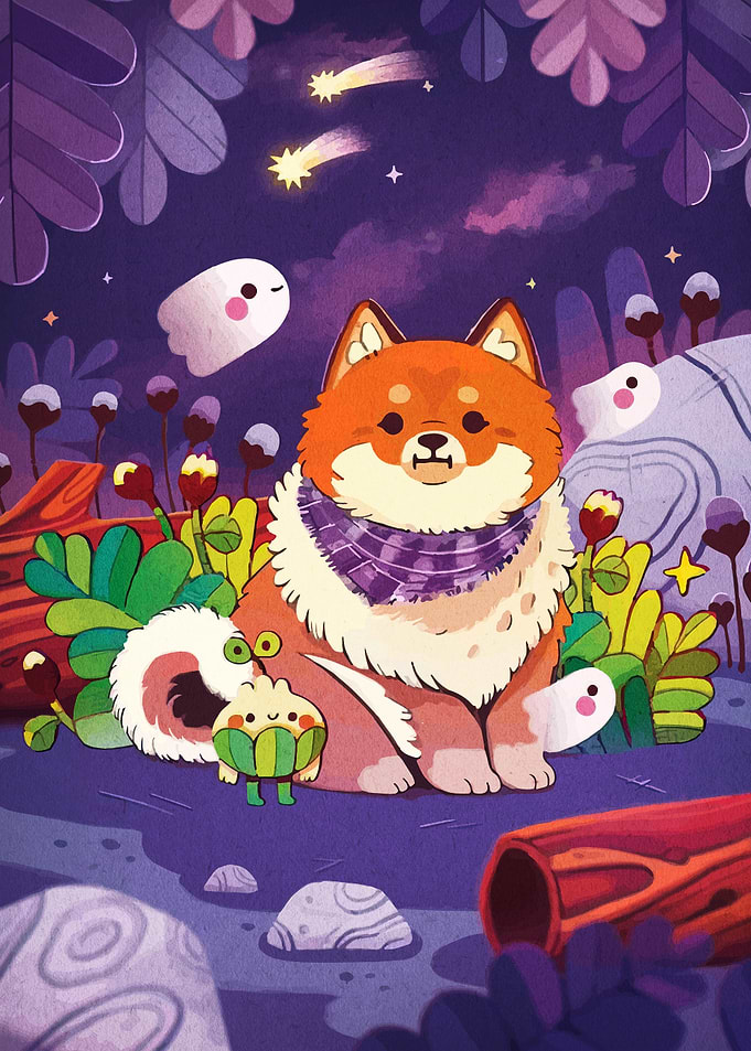 Shiba Inu and Forest Spirits
