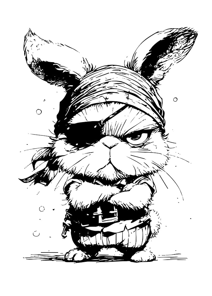 Grumpy Pirate Rabbit Illustration
