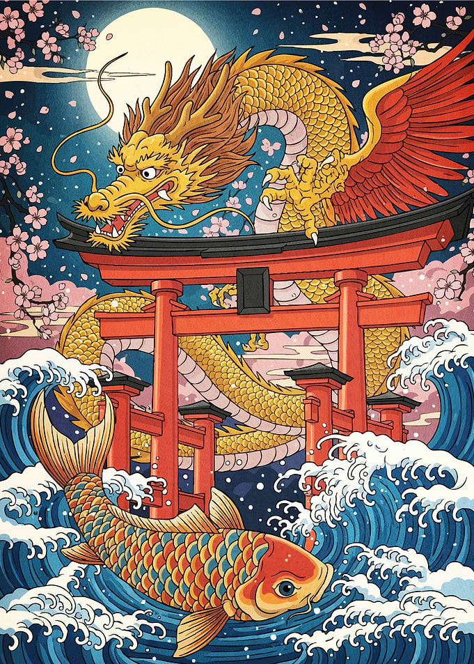 Dragon Koi Fish Torii Gates