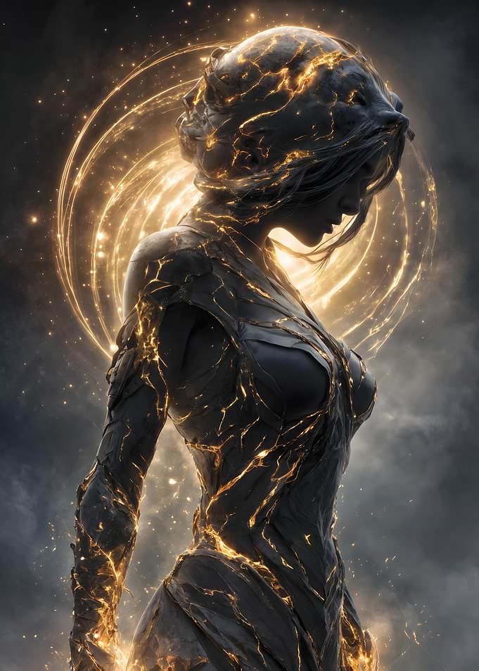 Golden Veined Woman with Halo