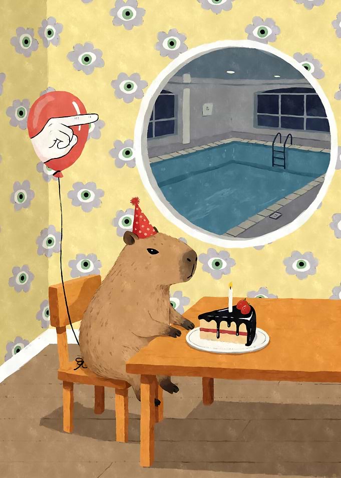 Capybara Birthday Party Weirdcore Aesthetic