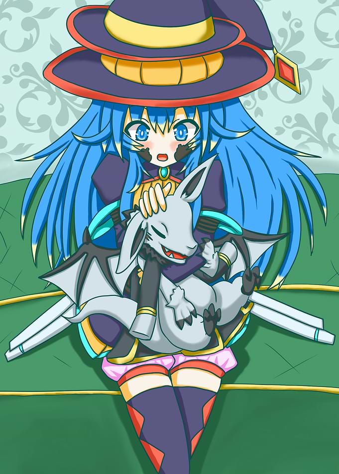 Anime Girl with Dragon Pet