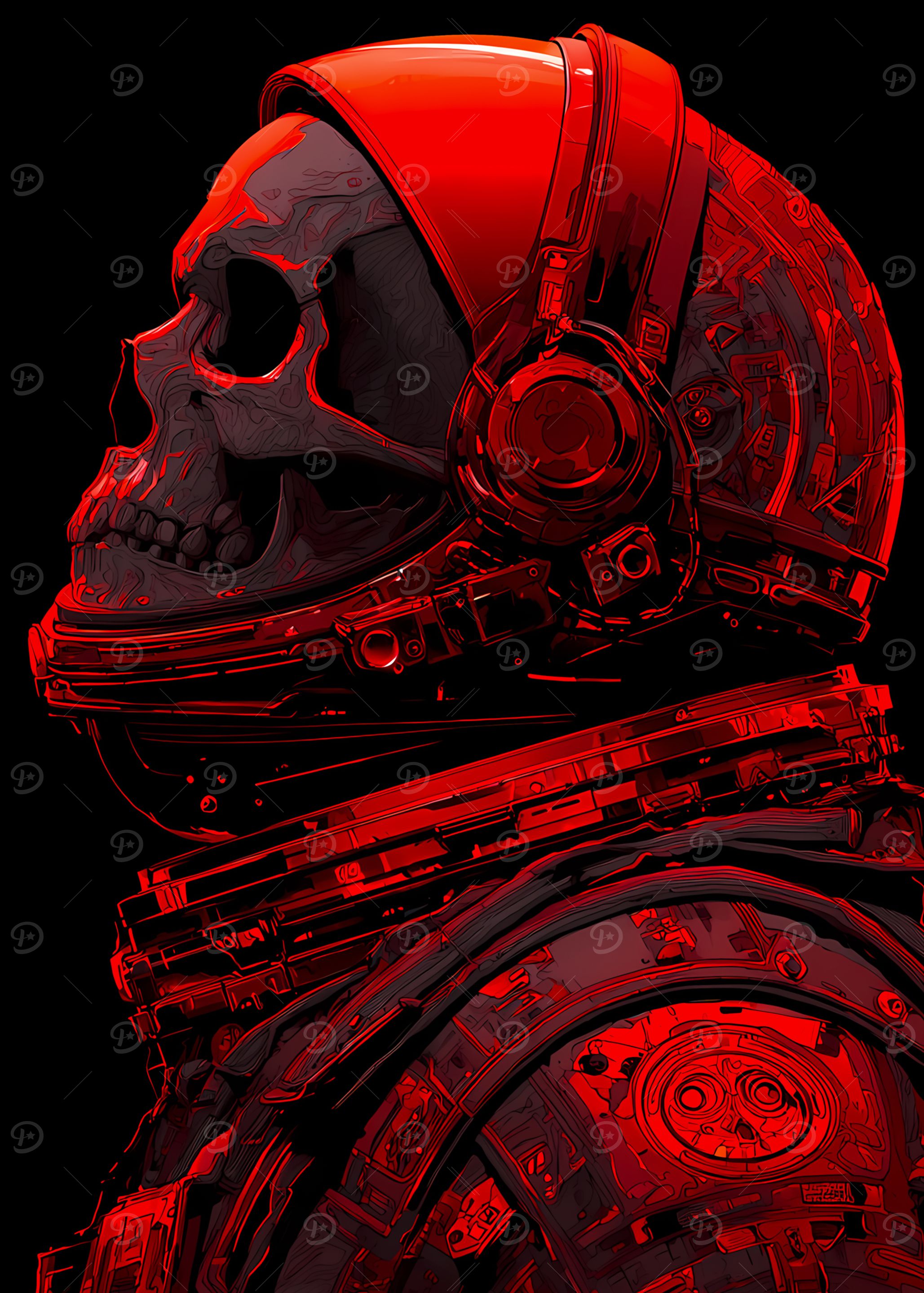 Red Skull Astronaut in Space Suit