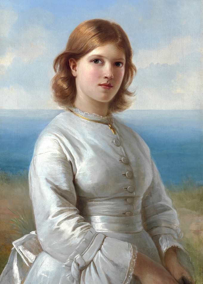 Young Woman by the Sea Painting