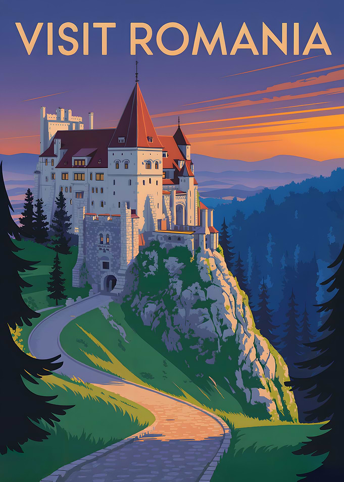 Visit Romania Travel Poster