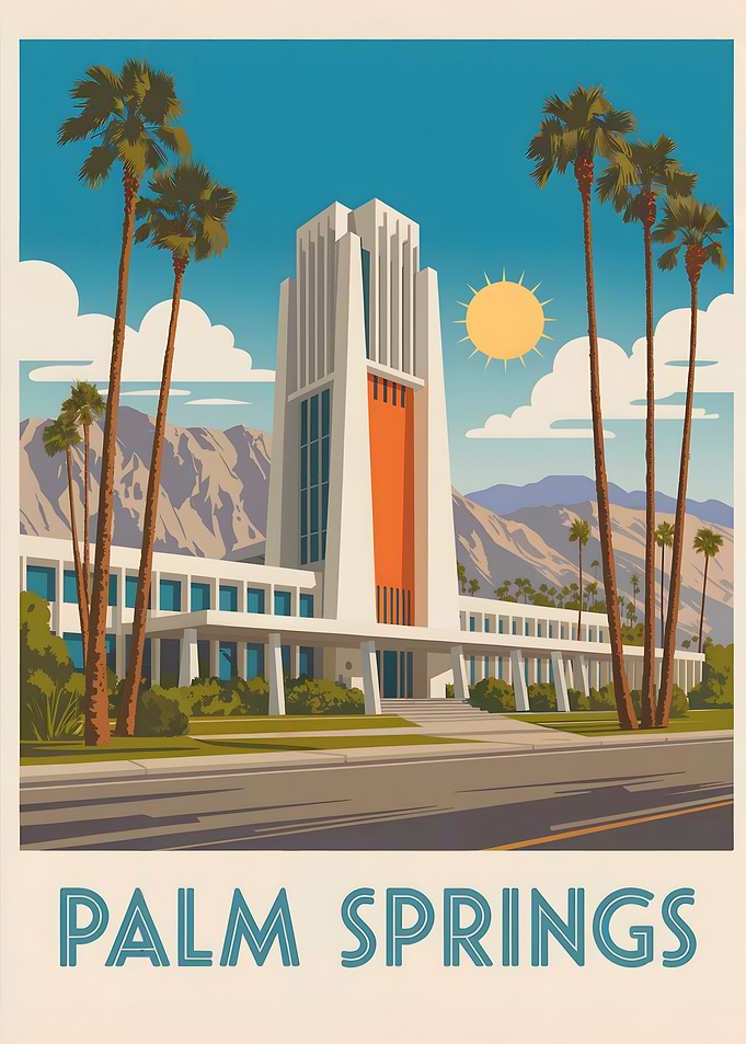 Palm Springs travel poster illustration