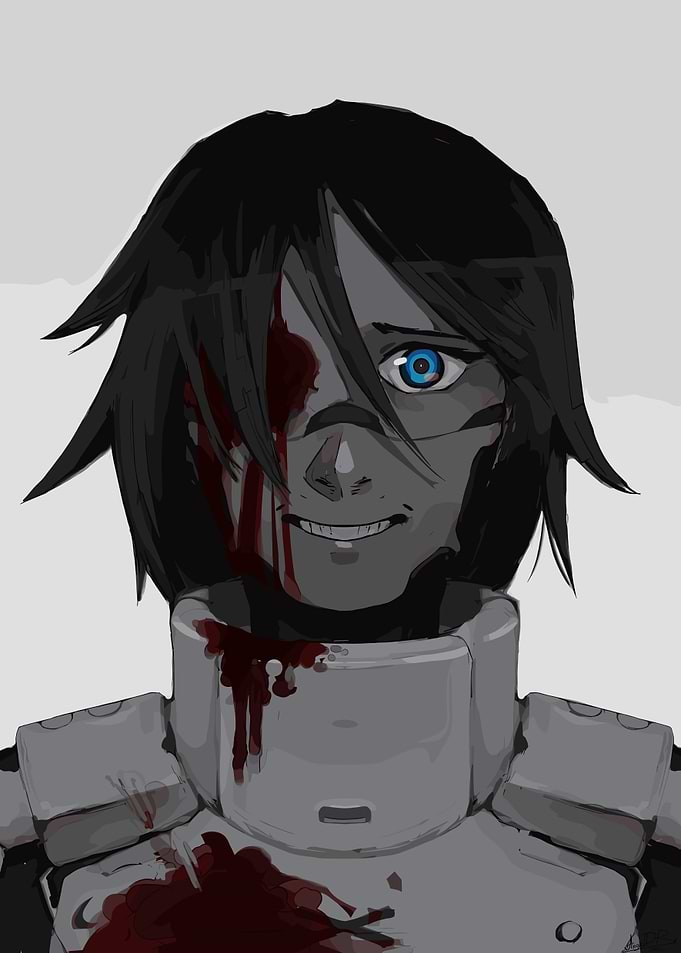Game Character Portrait with Blood
