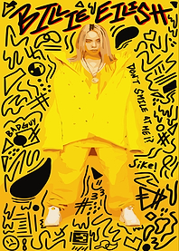Billie Eilish Yellow Doodle Art