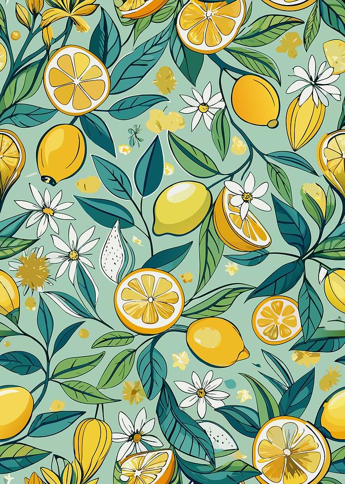 Lemon and Floral Pattern