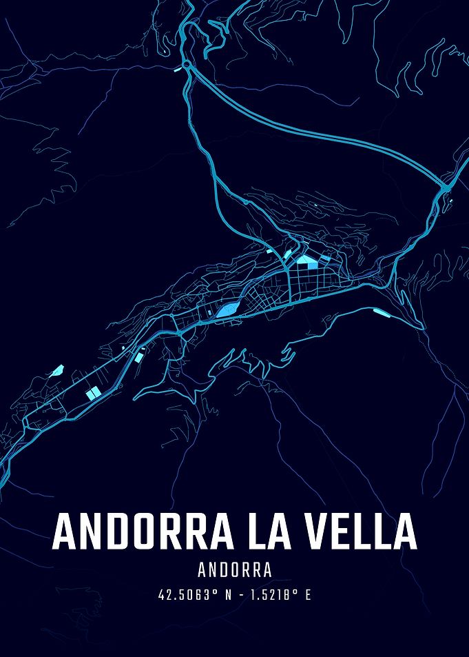 Andorra la Vella Midnight City Map