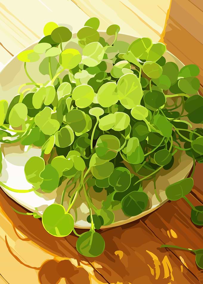Fresh Green Leaves on Plate