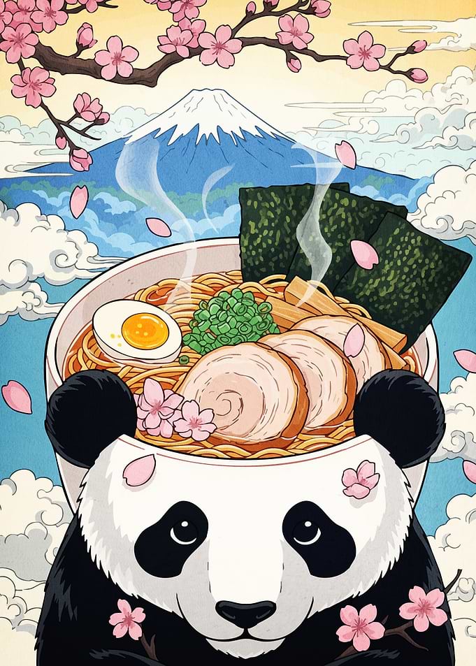 Panda Ramen Bowl Mount Fuji