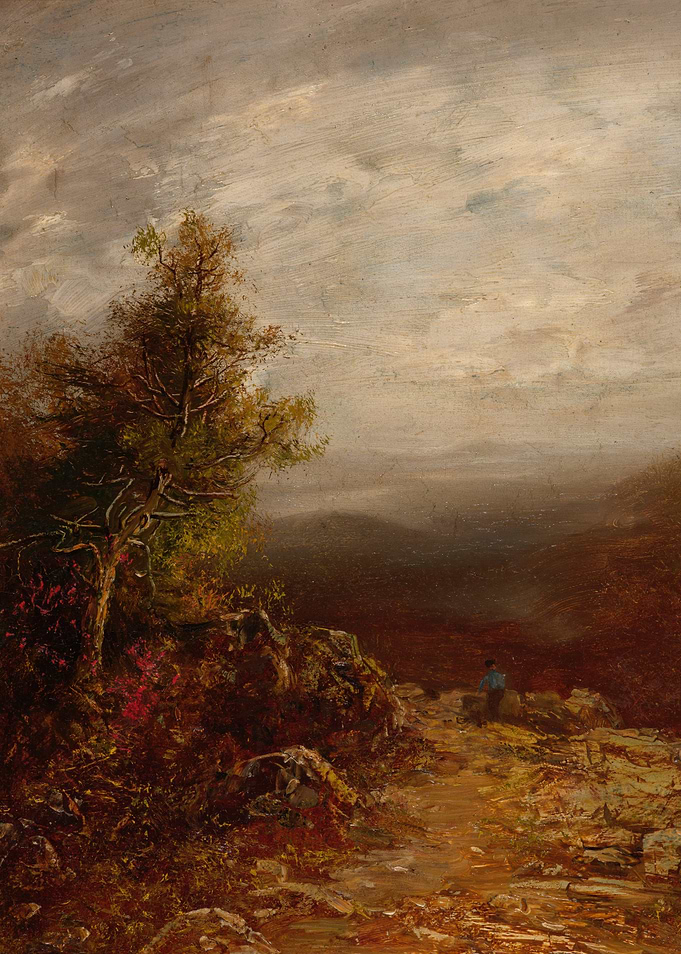 Landscape Painting with Figure and Tree