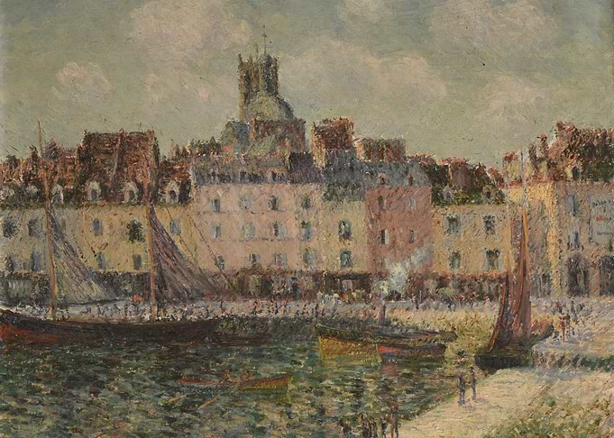 Impressionist Harbor Scene Painting