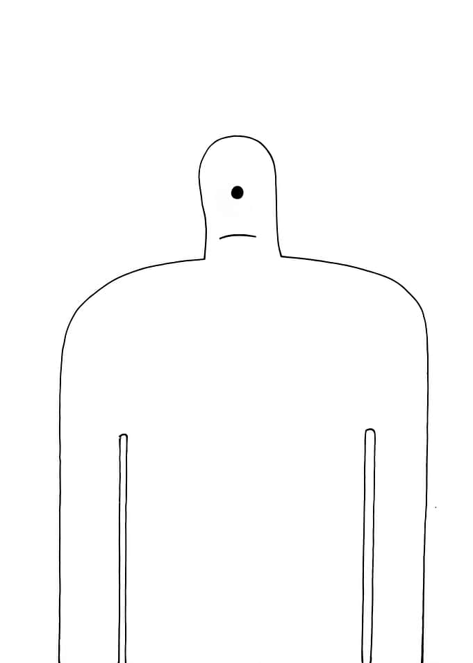 Minimalist Cyclops Figure Line Art