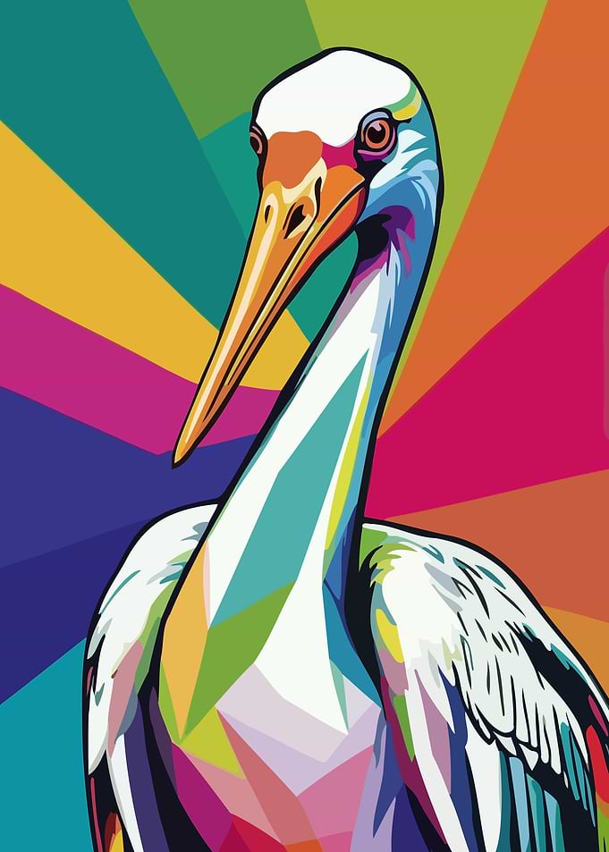 Colorful Stork Pop Art Illustration