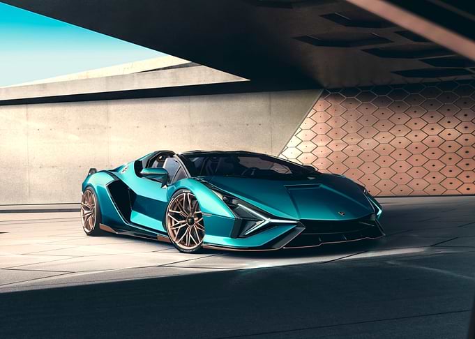 Teal Lamborghini Sián Roadster
